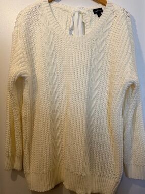 torrid Cream Cable Knit Crew Sweater